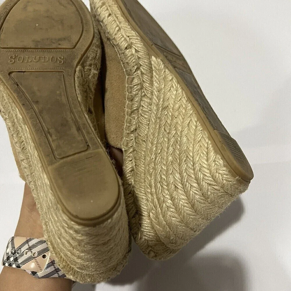 Soludos Mule Women’s open toe wedge‎ espadrilles  Slip on Cream Size US 7